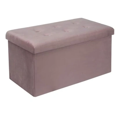 Immagine di WOLTU Panche contenitore per ingresso Cassapanca Pieghevole Ottomane in velluto, Max Portata Statica di 300 kg, 80 L, 76x37,5x38 cm Rosa SH70rs