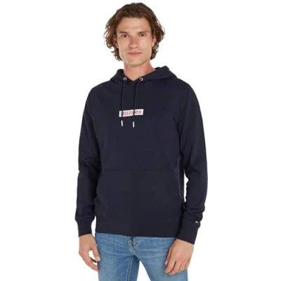 Immagine di Tommy Hilfiger MONOTYPE Box Hoody MW0MW34379 Felpe con Cappuccio, Blu (Desert Sky), 3XL Uomo