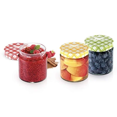Immagine di Tescoma 895114 Della Casa Vasetto per Conserve, Vetro, Trasparente/Tappo Multicolore, 400 ml, 3 Pezzo
