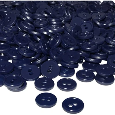 Immagine di AERZETIX C56347 Set di 100 Bottoni rotondi per cucito Ø11.5x2.2mm con 2 fori diametro apertura 2mm colore blu indaco in plastica hobby creativo decorazione cucire merceria moda