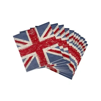 Immagine di Smiffys Tovaglioli di carta con stampa stile vintage Union Jack, 16 pezzi, 33x33 cm