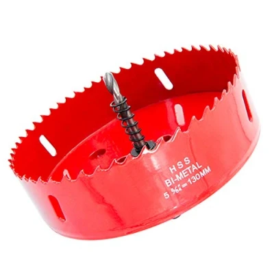 Immagine di Bi Metal Hole Saw Drill Bit HSS Cutter with Arbor for Wood and LAIWEI (5 1/8&quot;(130mm))
