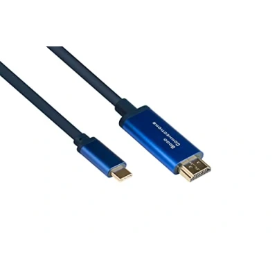 Immagine di Good Connections® SmartFLEX Cavo USB C a HDMI 2.0b, 4K UHD @60Hz, in rame, alloggiamento alluminio, altamente flessibile, blu scuro, 1 m