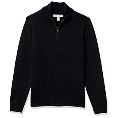 Immagine di Amazon Essentials Maglione Morbido a Maniche Lunghe con Cerniera sul Collo Uomo, Nero, L
