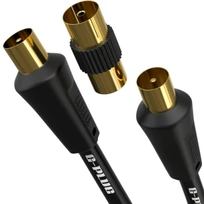 Immagine di G PLUG Cavo Antenna TV 1 m, con Connettore ad Angolo Dritto Maschio Coassiale per Digitale Accoppiatore RF Placcato in Oro Sky Box, Decoder Terrestre