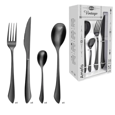 Immagine di Instinct Servizio di Posate, Acciaio Inox, Nero, 13,7 x 7 26,5 cm