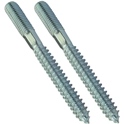 Immagine di AERZETIX C44771 Set di 2 vite a doppio filetto prigioniero punto metallo/legno con o senza tasselli Ø10x100mm acciaio zincato colore argento