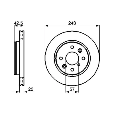 Immagine di BOSCH Disco freno 243mm 20mm 4 100mm ventilato, ventilazione interna Oleato 0 986 478 659 0K20133251,0K20A33251,0K20A33251A,0K2AA33251 Dischi