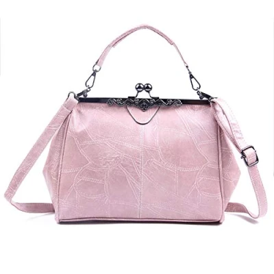 Immagine di LUI SUI Borsa da donna retrò, in pelle PU a tracolla vintage con chiusura bacio per le signore