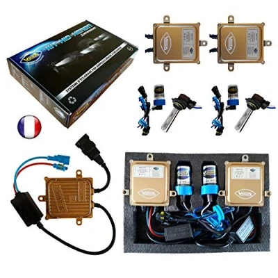 Immagine di Kit Hid Xenon marca Francaise Vega® HB3 9005 55 W Slim DSP AC lampadine a embase coudée