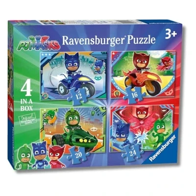 Immagine di Ravensburger puzzle Pj Mask, Collezione 4 in a Box, da 12 16 20 24 Pezzi, Età Raccomandata 3+ Anni