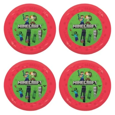 Immagine di Procos Piatto di plastica Minecraft, 4 pezzi, riutilizzabile, stoviglie per feste compleanno o a tema