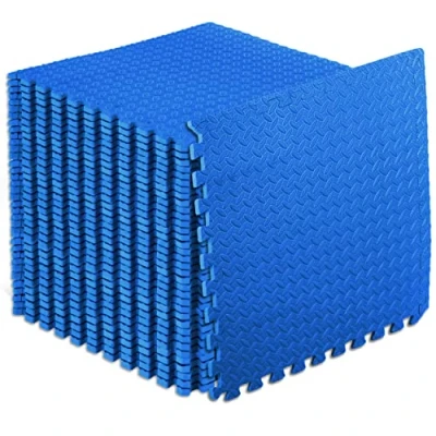Immagine di ProsourceFit Puzzle Exercise Mat ½ in, EVA Interlocking Foam Floor Tiles for Home Gym, Workout Equipment, Padding Kids, Blue, 24 in x 144 Sq Ft 36