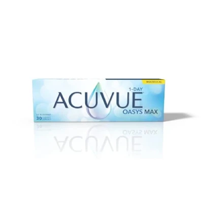 Immagine di Acuvue Oasys Max 1 Day,lenti a contatto giornaliere,comfort tutto il giorno e visione nitida,filtrano la maggior parte della luce blu viola* ;30 lenti, 4.50 diottrie,BC 8.5,DIA 14.30