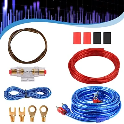 Immagine di Set di Cavi per Amplificatori Auto, 8GA Kit Completo Audio Potenza Amplificatore Cablaggio Subwoofer AMP RCA Auto (4.5m)
