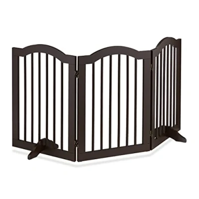 Immagine di Relaxdays Cancelletto per Bambini, HLP: 70x154x30 cm, Barriera Protettiva Cani e Neonati, Recinzione Scale, Marrone, 90% Fibra di Legno 10% bambù