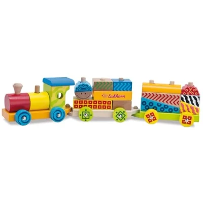 Immagine di Simba Eichhorn 100002223 Set Treno in Legno 20 Pezzi, incl. 17 mattoncini, 41 cm