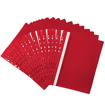 Immagine di Netuno 20 cartelline trasparenti colorate rosso formato A4 210x 297 mm buste a foratura in polipropilene per raccoglitore ad anelli perforate plastica proteggere i documenti