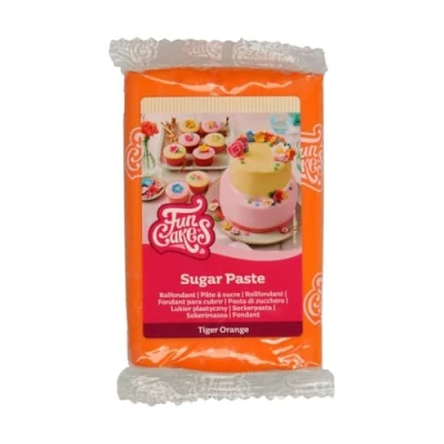 Immagine di FunCakes Pasta di Zucchero Tiger Orange: facile da usare, liscia, flessibile, morbida e pieghevole, perfetta per decorare torte, halal, kosher senza glutine. 250 gr