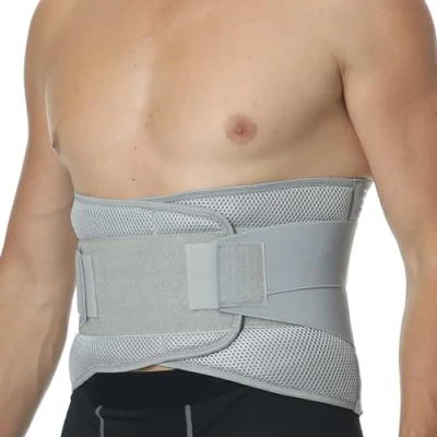 Immagine di NEOtech Care Fascia lombare supporto schiena cintura AMPIO supporto, compressione regolabile e traspirante (Grigio, XXL)