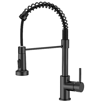 Immagine di FORIOUS Miscelatore Cucina Nero, Rubinetto Lavello Rubinetti per Lavelli da Cucina, Acciaio Inox Ad Alta Pressione Orientabile a 360 Monocomando