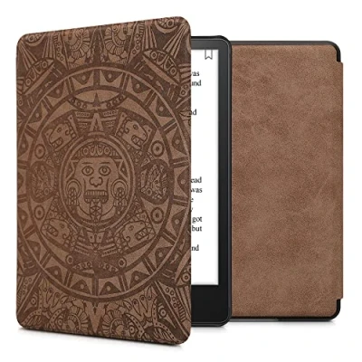 Immagine di kwmobile Custodia compatibile con Amazon Kindle Paperwhite 11. Generation 2021 Cover in Simil Pelle Scamosciata Flip Case Magnetica marrone/marrone chiaro per eReader
