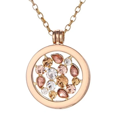 Immagine di Morella Collana Donna con Pendente in Acciaio Inossidabile Oro da 70 cm Moneta Rosa Argento 33 mm Sacchetto di Gioielli