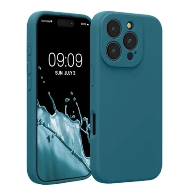 Immagine di kwmobile Custodia Compatibile con Apple iPhone 16 Pro Cover Back Case per Smartphone in Silicone TPU Protezione Gommata petrolio matt