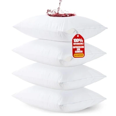 Immagine di Utopia Bedding Copricuscini Letto Impermeabili 40 x 80 cm Confezione Da 4 Protezioni Federa Cuscino Con Cerniera Anti insetti Del