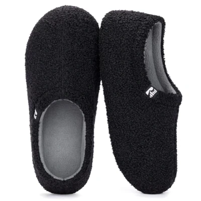 Immagine di RockDove Pantofola da Donna in Pile Teddy con Schiena Chiusa per Interni, 38/39 EU, Nero