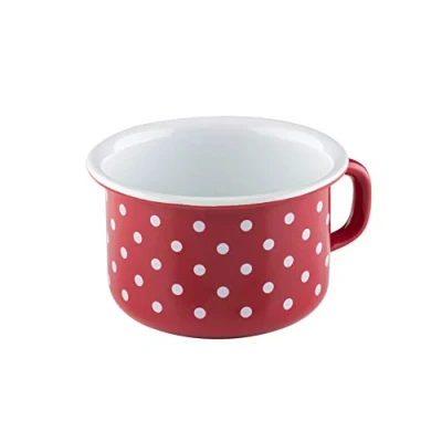 Immagine di Riess, 0299 077, tazza da caffè 10, caffè, colore rosso, diametro 10 cm, altezza 7,4 capacità 0,4 litri, smaltato, rosso/bianco, induzione