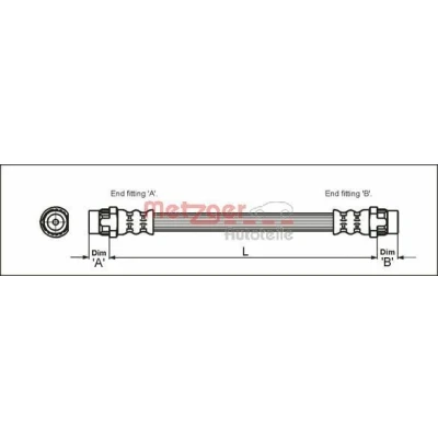 Immagine di METZGER 4111166 Tubi Freno 165 F10 x 1 RENAULT: CLIO 2, CITROËN: C3 II