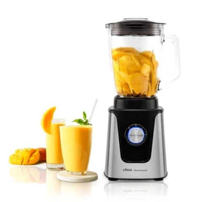 Immagine di Ufesa Moonstone Frullatore ad Immersione, Potenza 1500W, Caraffa in Vetro da 1,5L, Regolatore di Velocità con Luce LED, Trita Ghiaccio, 6 Lame Estraibili Titanio, 2 + TURBO