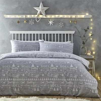 Immagine di Charlotte Thomas Jolly Christmas Set copripiumino per letto king size, colore: grigio