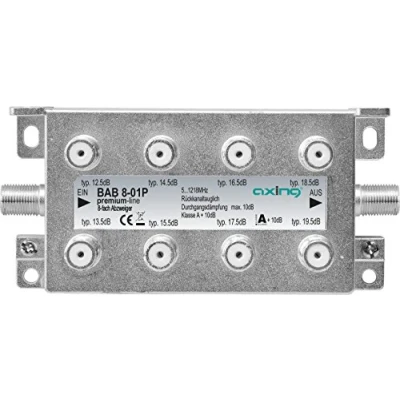 Immagine di Axing Bab 8 01P Splitter A Vie TV via cavo CATV Multi Media DVB T2 classe +, DB, 5 1218 MHz metallo