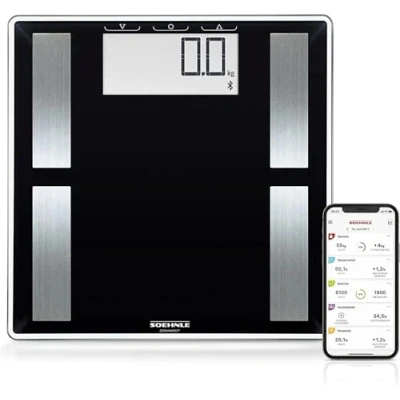 Immagine di Soehnle Shape Sense Connect 50 Bilancia pesapersone con Bluetooth e app, per analisi del corpo BIA, grande display LCD, Nero