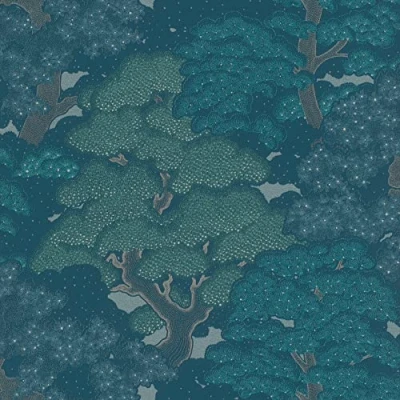 Immagine di Rasch 477238 Carta da parati in tessuto non con alberi verde e blu, collezione Salsa 10,05 m x 0,53 (L l),