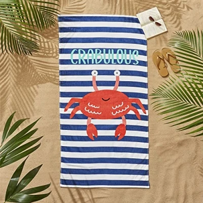 Immagine di Catherine Lansfield Crabulous Telo mare a righe in cotone, colore: Blu