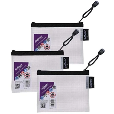 Immagine di Snopake 15856 Borsa a zippa, formato A6, ad alta capacità, in tessuto EVA, 150 x 120 mm, colore: Trasparente/Nero