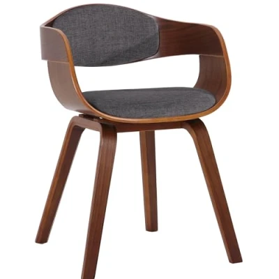 Immagine di CLP Sedia Visitatore Kingston In Tessuto I Rétro Con Braccioli Imbottita Pranzo Legno, Colore:noce/grigio chiaro