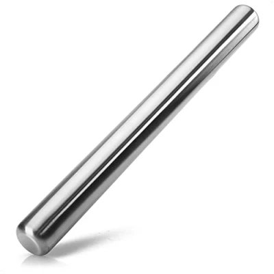 Immagine di com four® mattarello Premium in Acciaio Inossidabile Rullo Lavabile lavastoviglie per Pasta Pizza, (Color Argento estremità affusolate)
