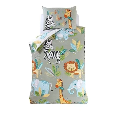 Immagine di Rapport Home Rumble In The Jungle Set copripiumino per bambini, letto singolo, colore: Verde