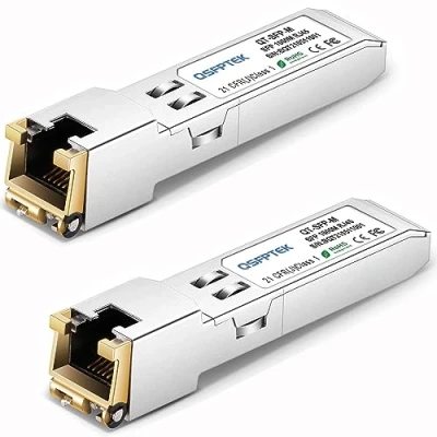 Immagine di QSFPTEK (2 Pezzi) 1000BASE T SFP RJ45 Copper Modulo 1.25G Transceiver per Cisco GLC / GE T, Ubiquiti UF 1G, Mikrotik, Supermicro, altri switch aperti, fino a 100m