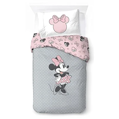 Immagine di Jay Franco Set di Biancheria da Letto per Bambini Disney Minnie One of a Kind 100% Cotone 135 x 200 cm Dimensioni Singolo Copripiumino + Federa 50 70