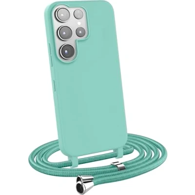 Immagine di MyGadget Cover per Samsung Galaxy S23 Ultra Custodia con Corda Case Cordino Opaca Antiurto/Bumper Laccio/Tracolla Practical Stylish Collo Verde Menta