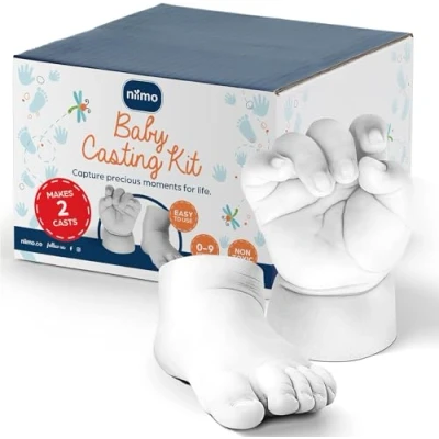 Immagine di Niimo Kit Calco Mani e Piedi in 3D per Neonato Sicuro Sulla Pelle, Atossico, Include 2 Sacchetti di Alginato Gesso, Ideale Regali personalizzati, Realizza x Scultura,