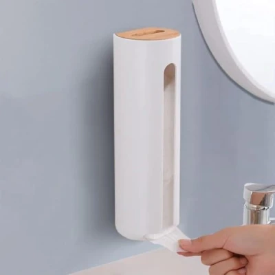 Immagine di FemKey Organizzatore di Trucchi Cotone, Scatola Dischetti Cotone con Coperchio Legno, Contenitore Trucco da Parete per Struccanti