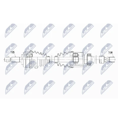 Immagine di NTY NPW RE 058 Albero motore / Semiasse Assale anteriore Trasmissione automatica, Cambio a doppia frizione RENAULT: Captur
