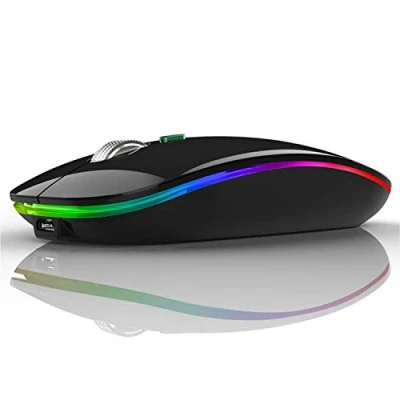 Immagine di Uiosmuph G12 Mouse Wireless, 2,4 GHz con Ricevitore USB Senza Fili, DPI Regolabile LED Wireless Ergonomico for Mac/PC/Laptop/iPad Nero