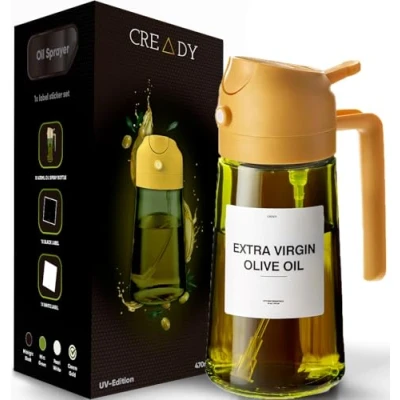 Immagine di CREADY Spruzzino Olio per Friggitrice Aria 470 ml Bottiglia Spray, Spruzzatore ad Spray Dosatore 2 in 1 Bottiglie